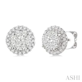 1 Ctw Lovebright Round Cut Diamond Earrings in 14K White Gold