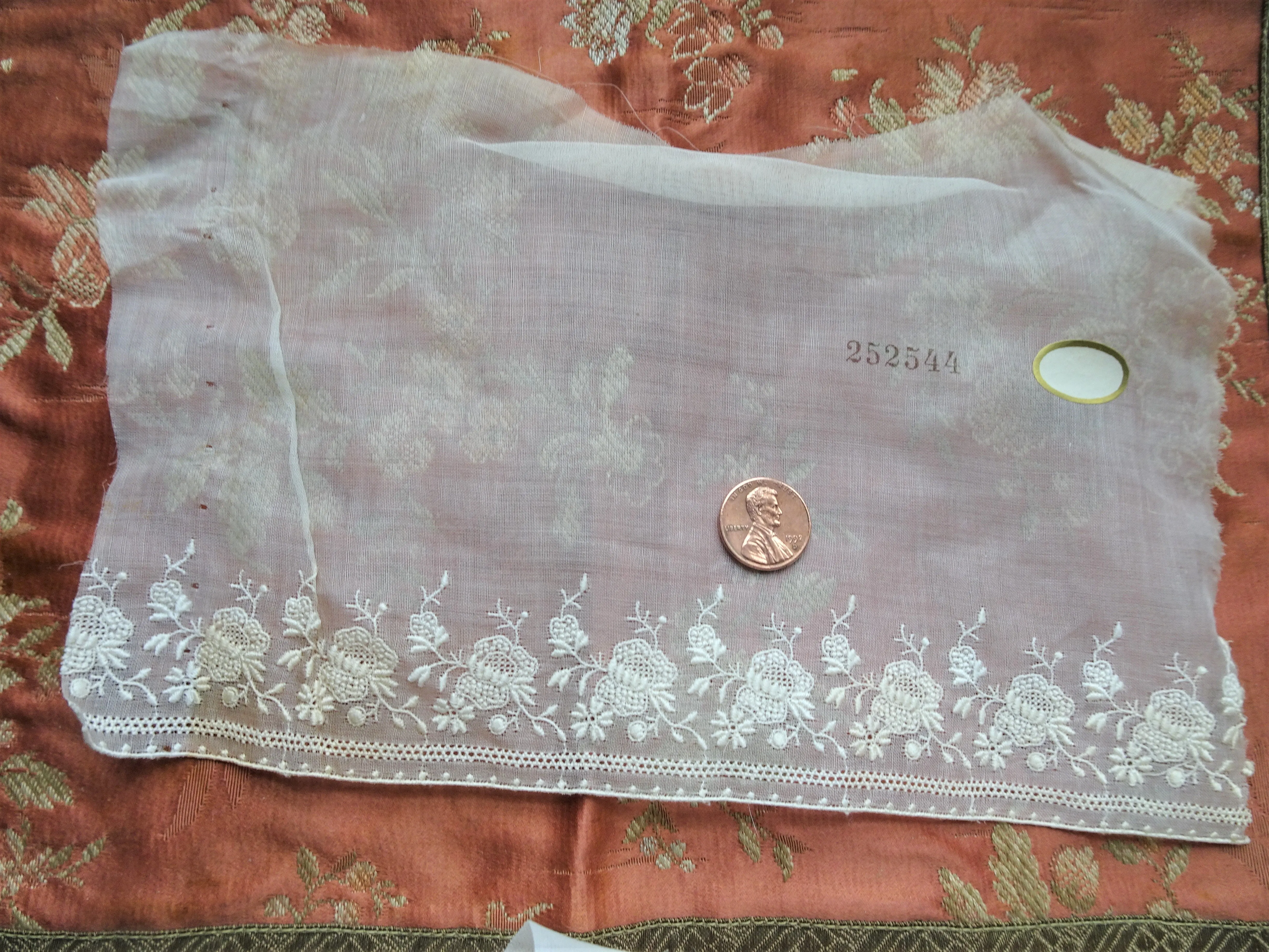 1920s Lovely Antique Swiss Organdy Embroidered Lace, Doll Size, Salesmans Sample, Bridal, Flapper Era,Downton Abbey, Gatsby ,Collectible Trims