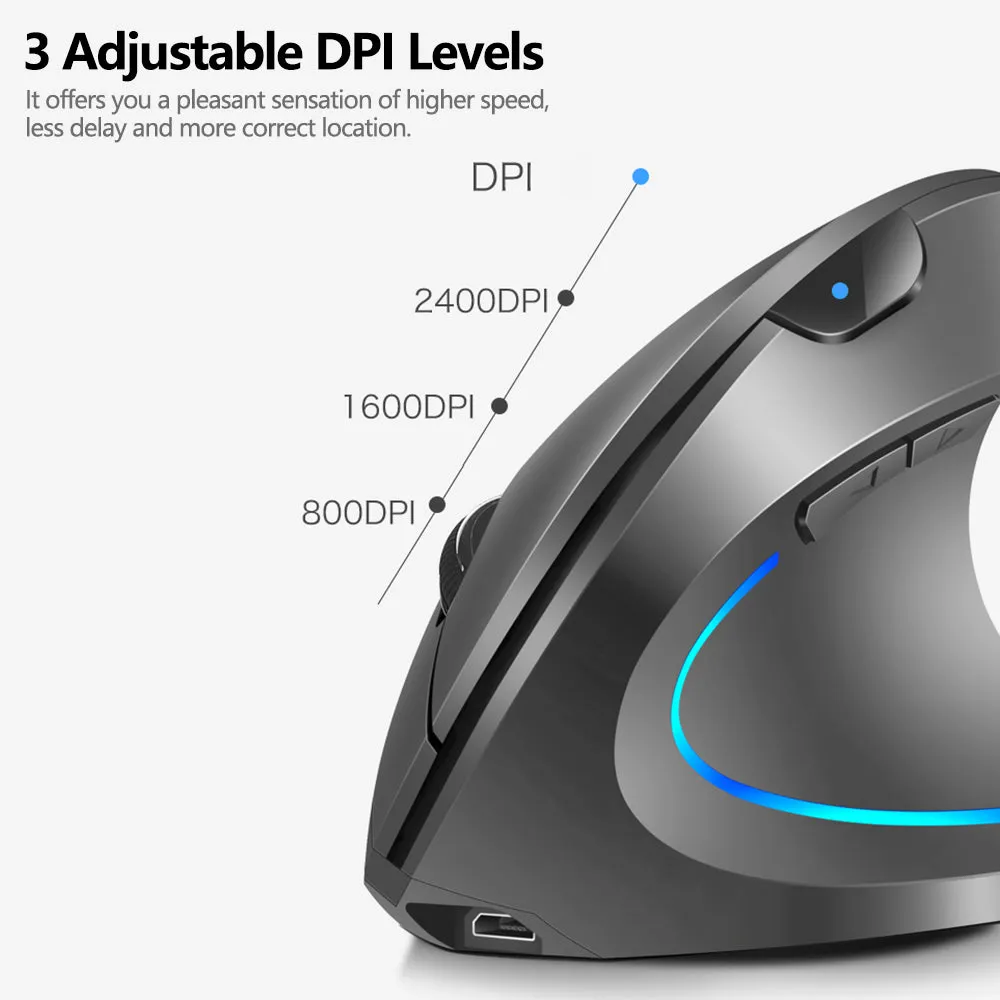 2.4G Wireless Vertical Mouse Rechargeable