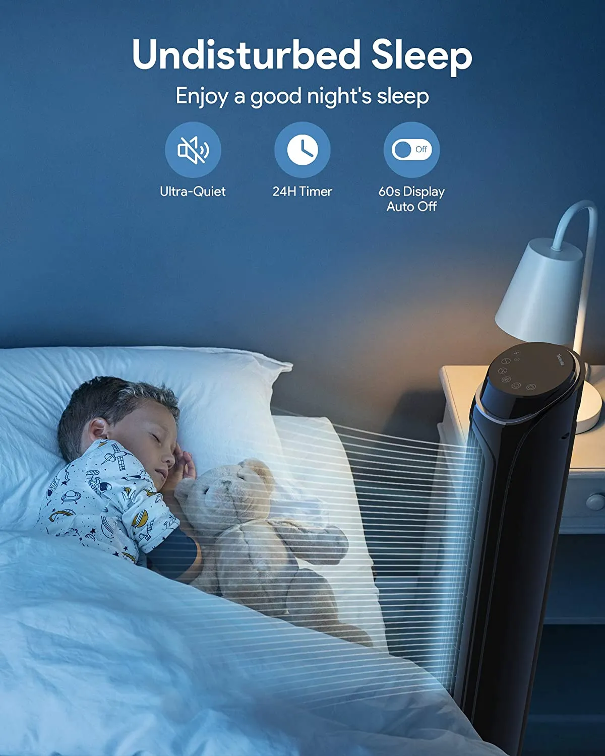 360° Oscillating Fan with Remote Control 40", 3 Modes and 3 Speeds Setting