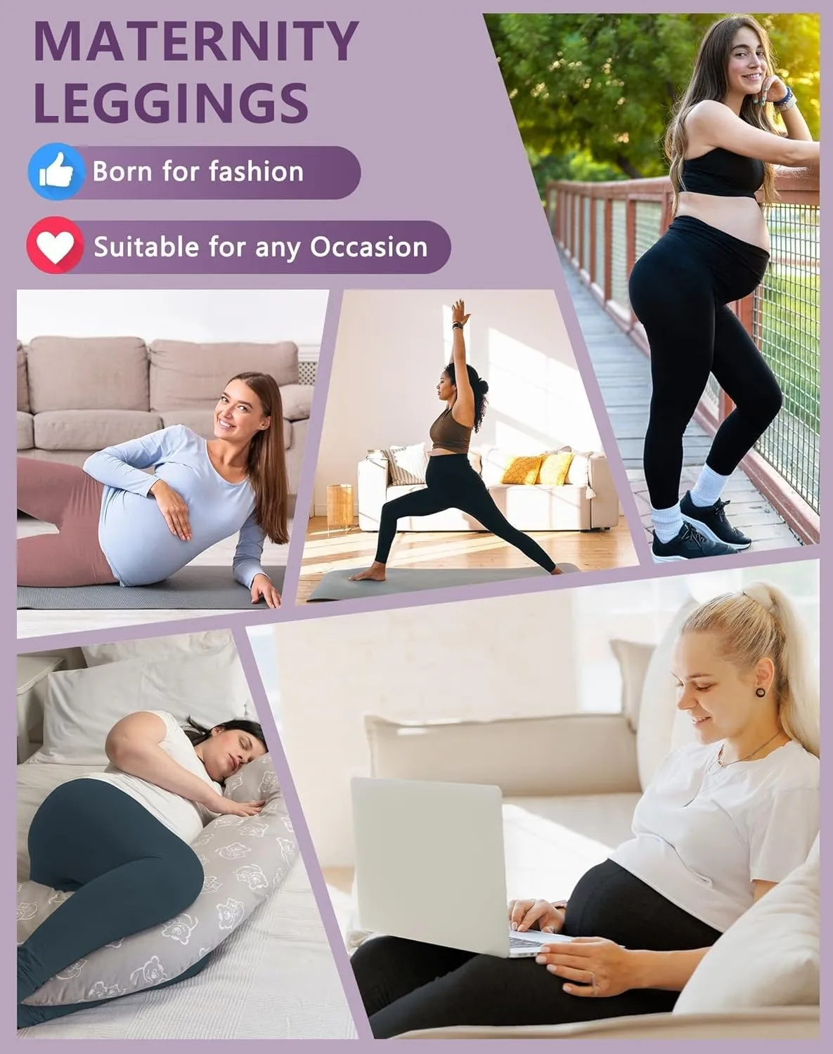 4 Pack Women's Maternity Leggings Over The Belly High Waisted Yoga Workout Pregnancy Pants Activewear for Women