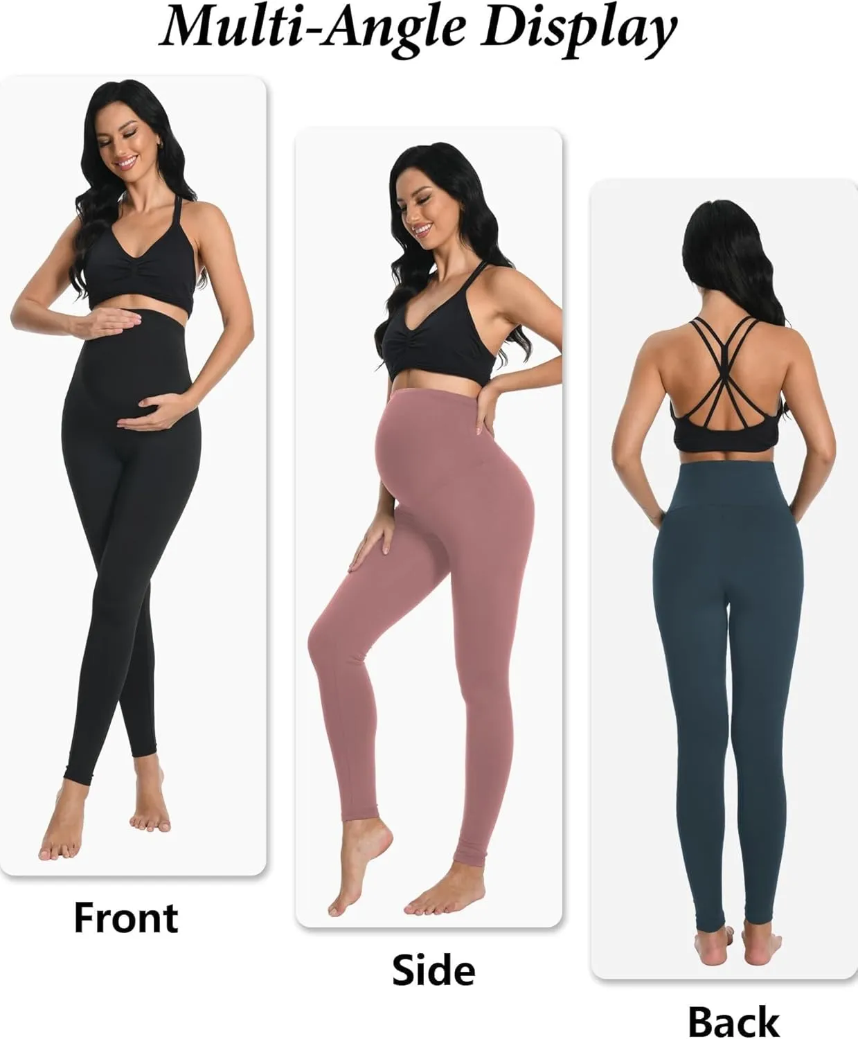 4 Pack Women's Maternity Leggings Over The Belly High Waisted Yoga Workout Pregnancy Pants Activewear for Women