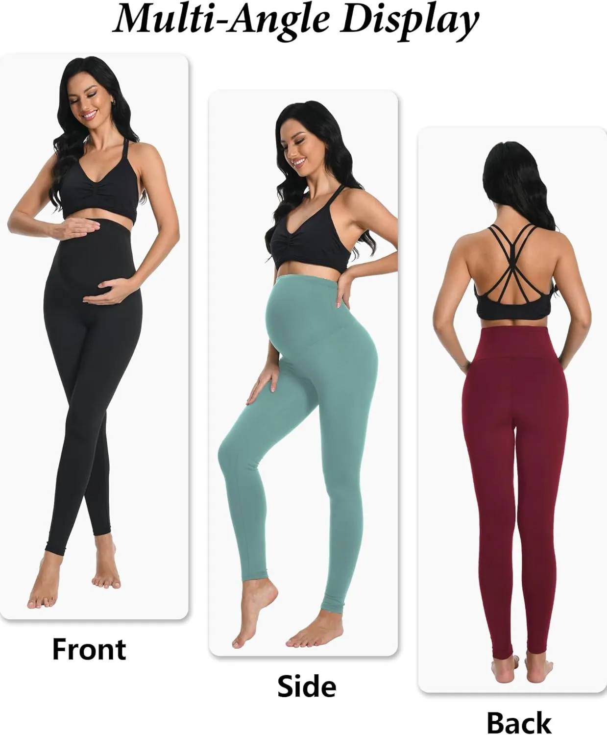 4 Pack Women's Maternity Leggings Over The Belly High Waisted Yoga Workout Pregnancy Pants Activewear for Women
