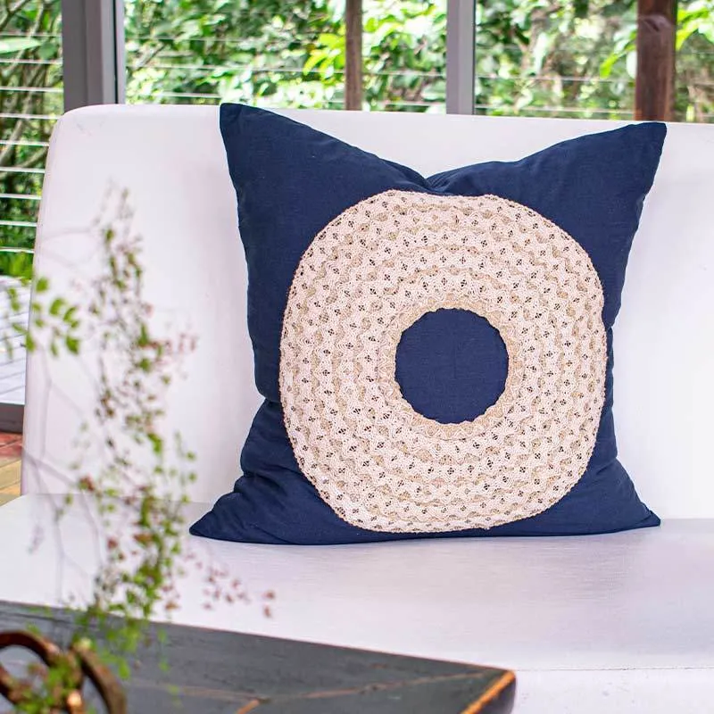 African Badge Navy Medium Cushion 50 x 50cm