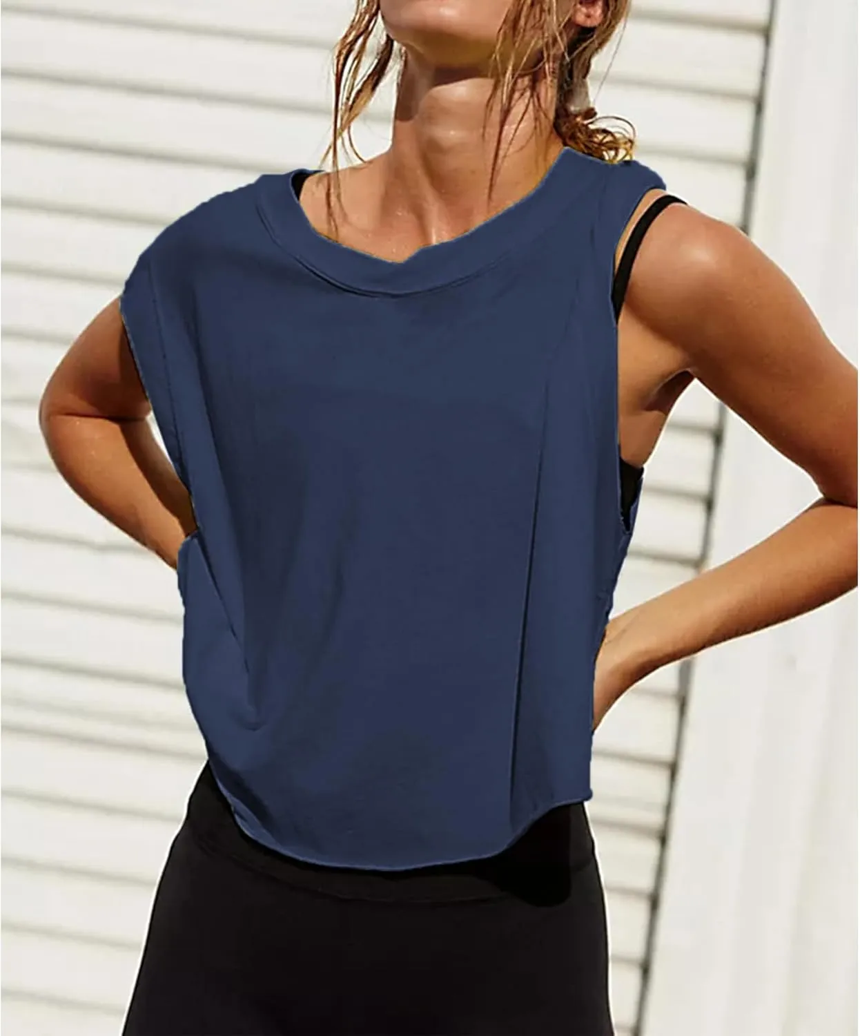 Ainangua Oversized Tank Top for Women Sleeveless Athletic Cropped Activewear Workout Yoga Gym Tops