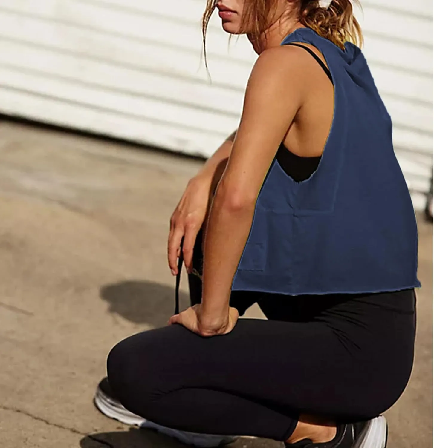 Ainangua Oversized Tank Top for Women Sleeveless Athletic Cropped Activewear Workout Yoga Gym Tops
