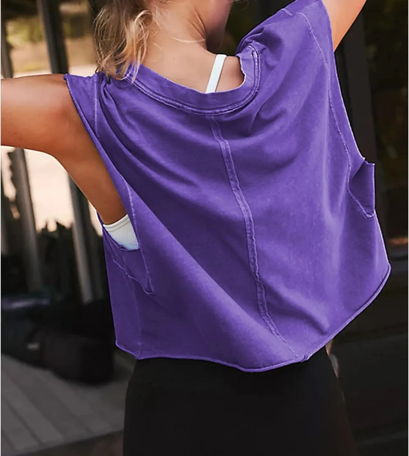 Ainangua Oversized Tank Top for Women Sleeveless Athletic Cropped Activewear Workout Yoga Gym Tops
