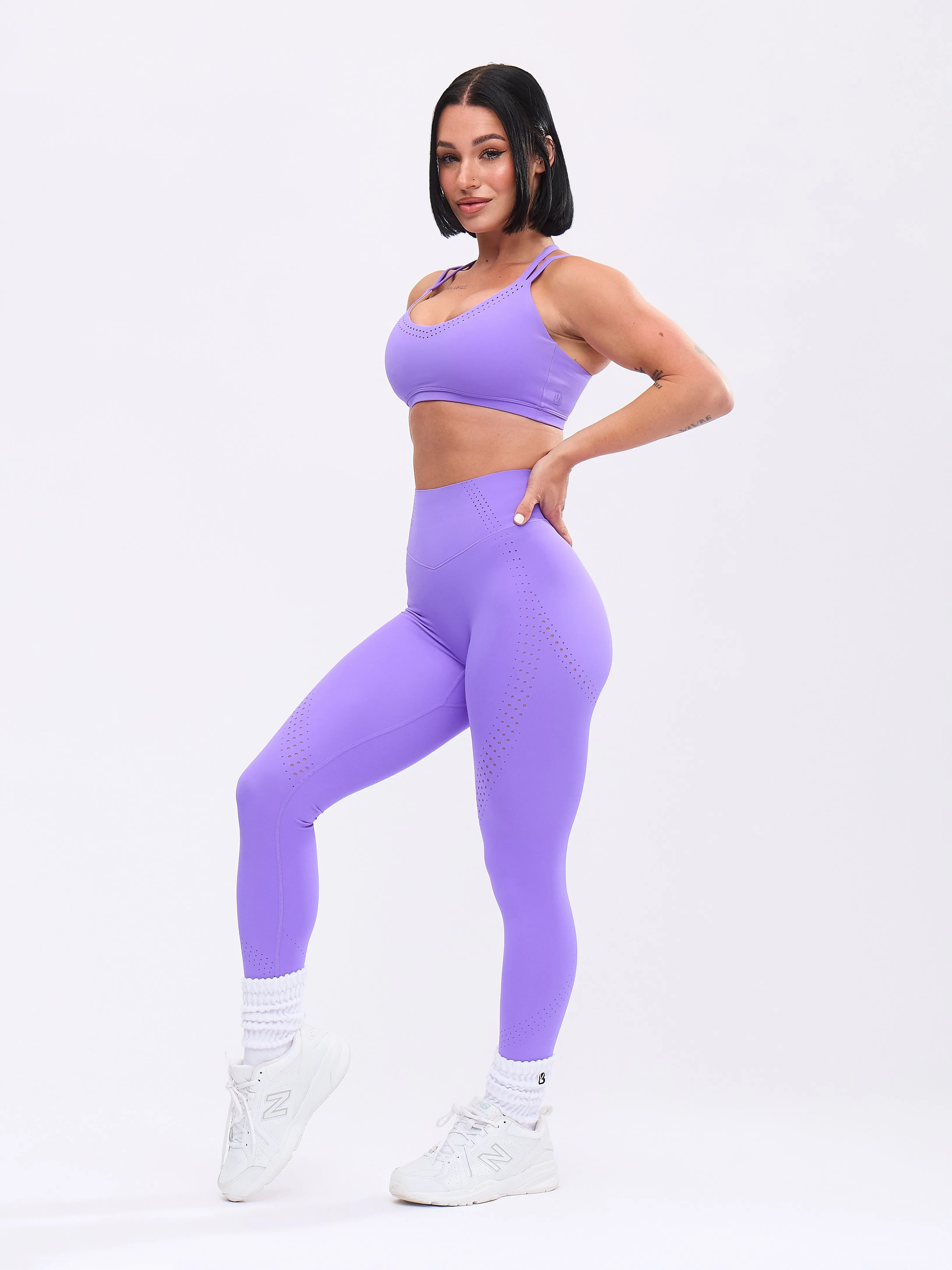 Airbrush Laser Cut Legging - Party Purple
