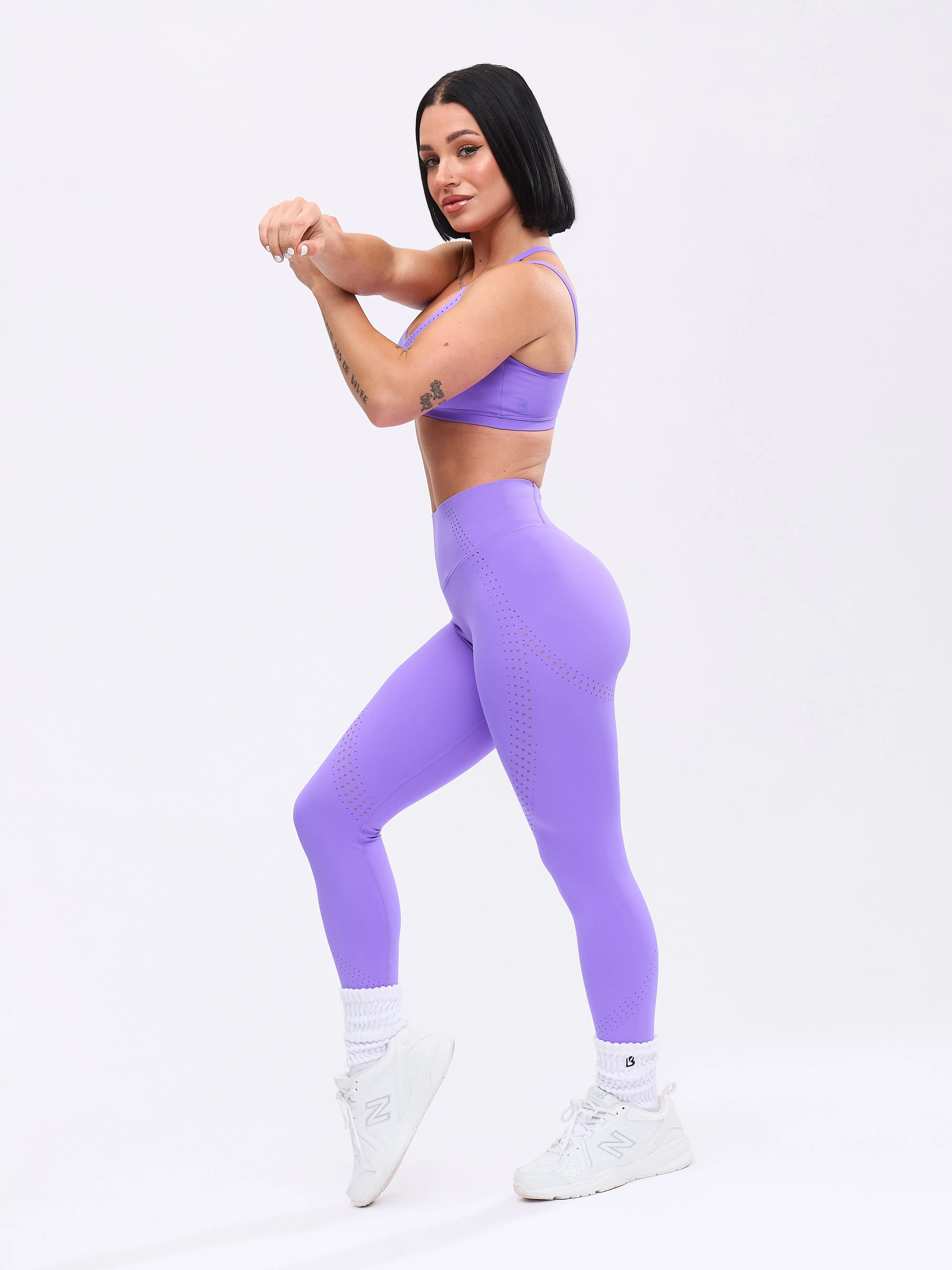 Airbrush Laser Cut Legging - Party Purple
