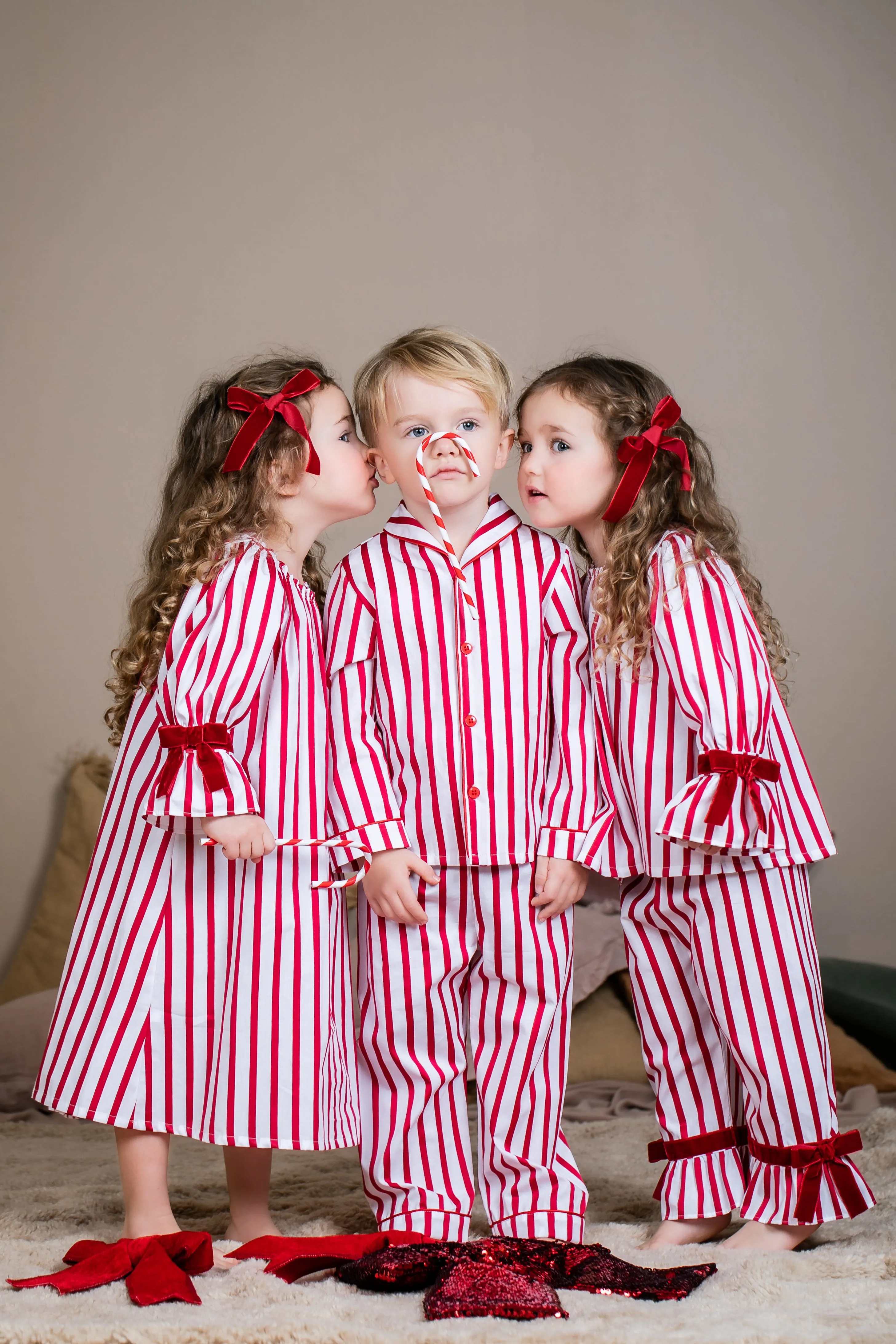 ALEXANDRA - GIRLS NIGHTDRESS IN RED STRIPES