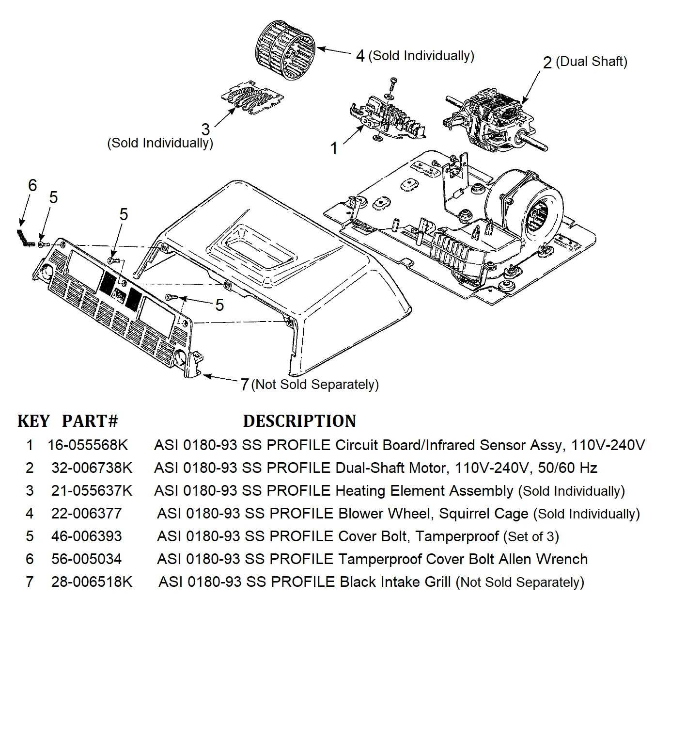 ASI 0180-93 Stainless Steel PROFILE (110V-240V) Automatic, Dual-Blower Model FAN / BLOWER WHEEL / SQUIRREL CAGE (Part# 22-006377)