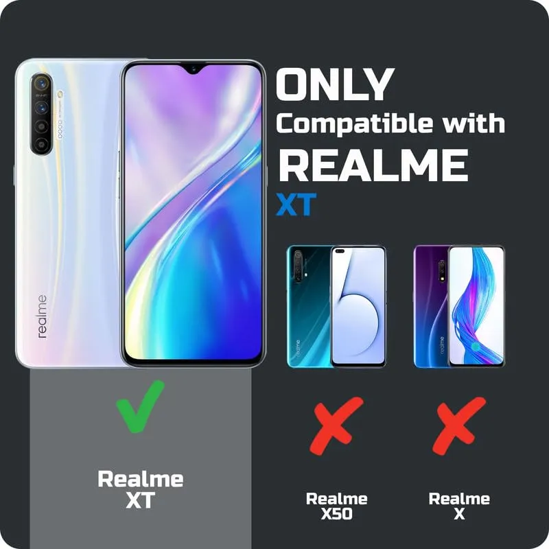 Back Cover Case for Realme XT | HybridShield Transparent Glass Back | Camera Protection - Black Bumper & Transparent Back