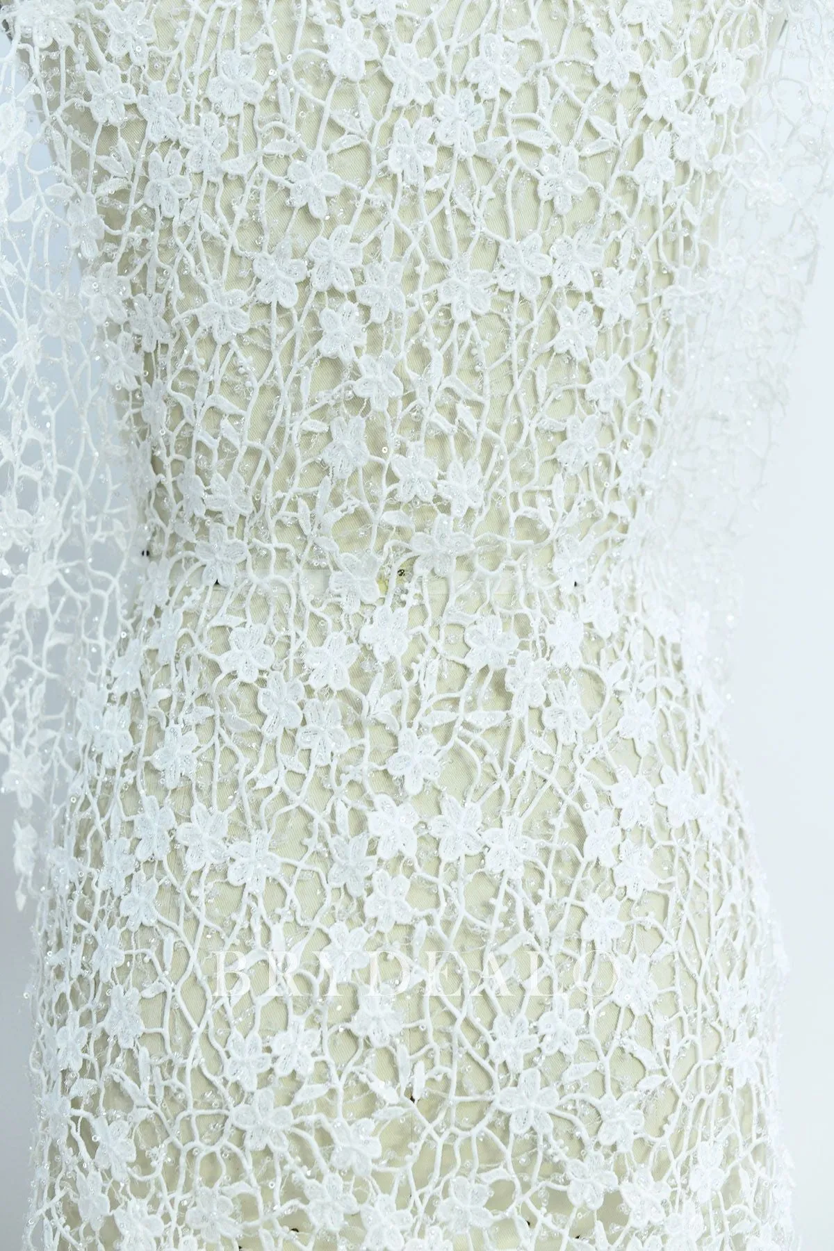 Beaded Lovely Flower Crochet Lace Fabric