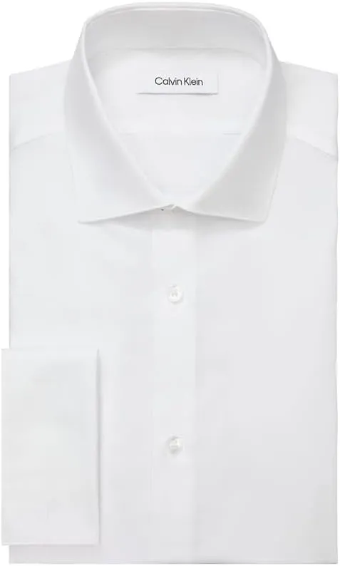 Calvin Klein Men's Slim Fit Non Iron Solid French Cuff Dress Shirt - Amazon Exclusive