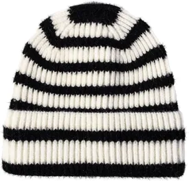 CORIRESHA Unisex Fashion Striped Beanie Cuffed Winter Warm Cozy Chunky Rib Knit Hat