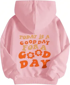 COZYEASE Girls' Letter Graphic Print Cute Hoodies Long Sleeve Pullover Hoodie Sweatshirt