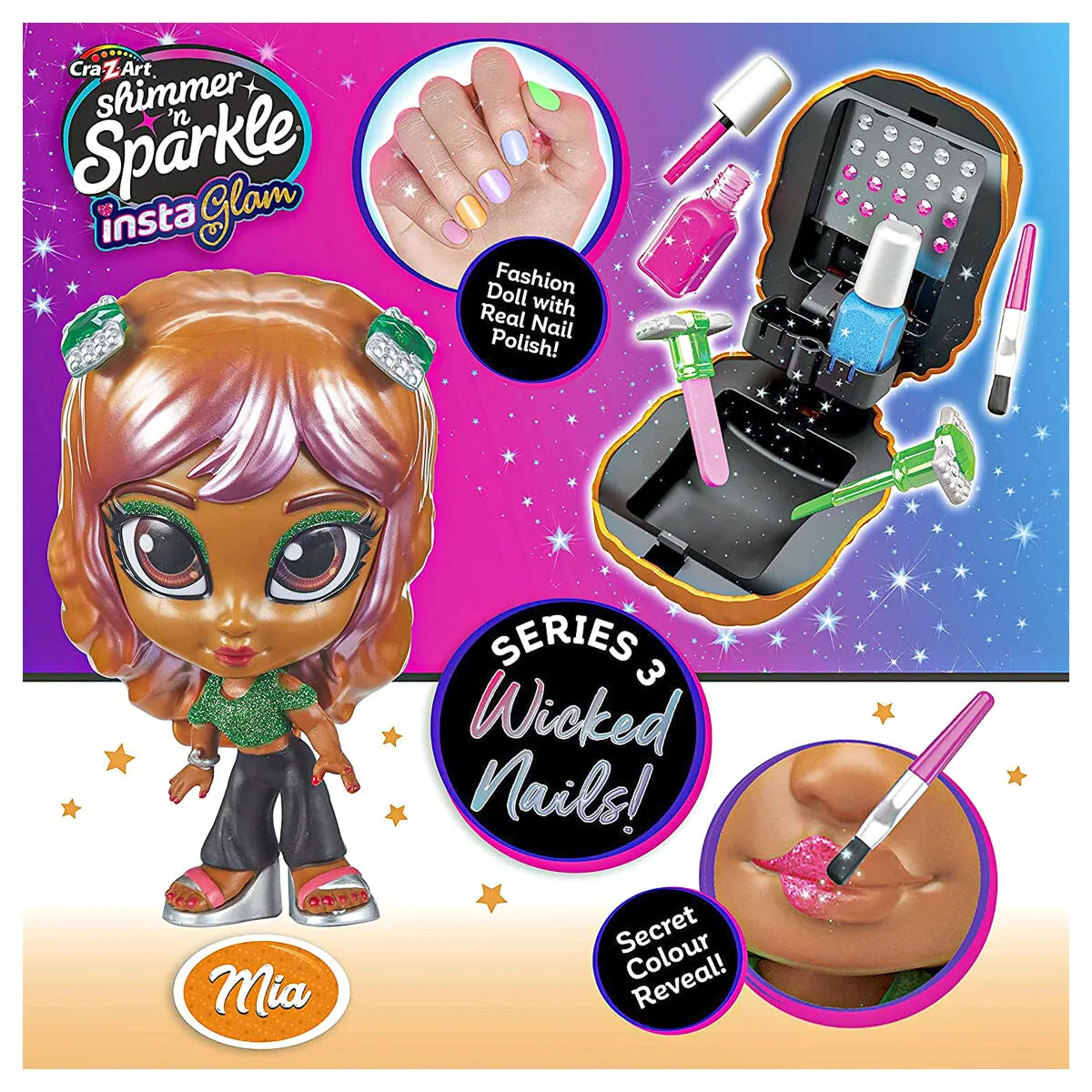 CraZart Shimmer 'n Sparkle InstaGlam Series 3 Wicked Nails Mia Doll