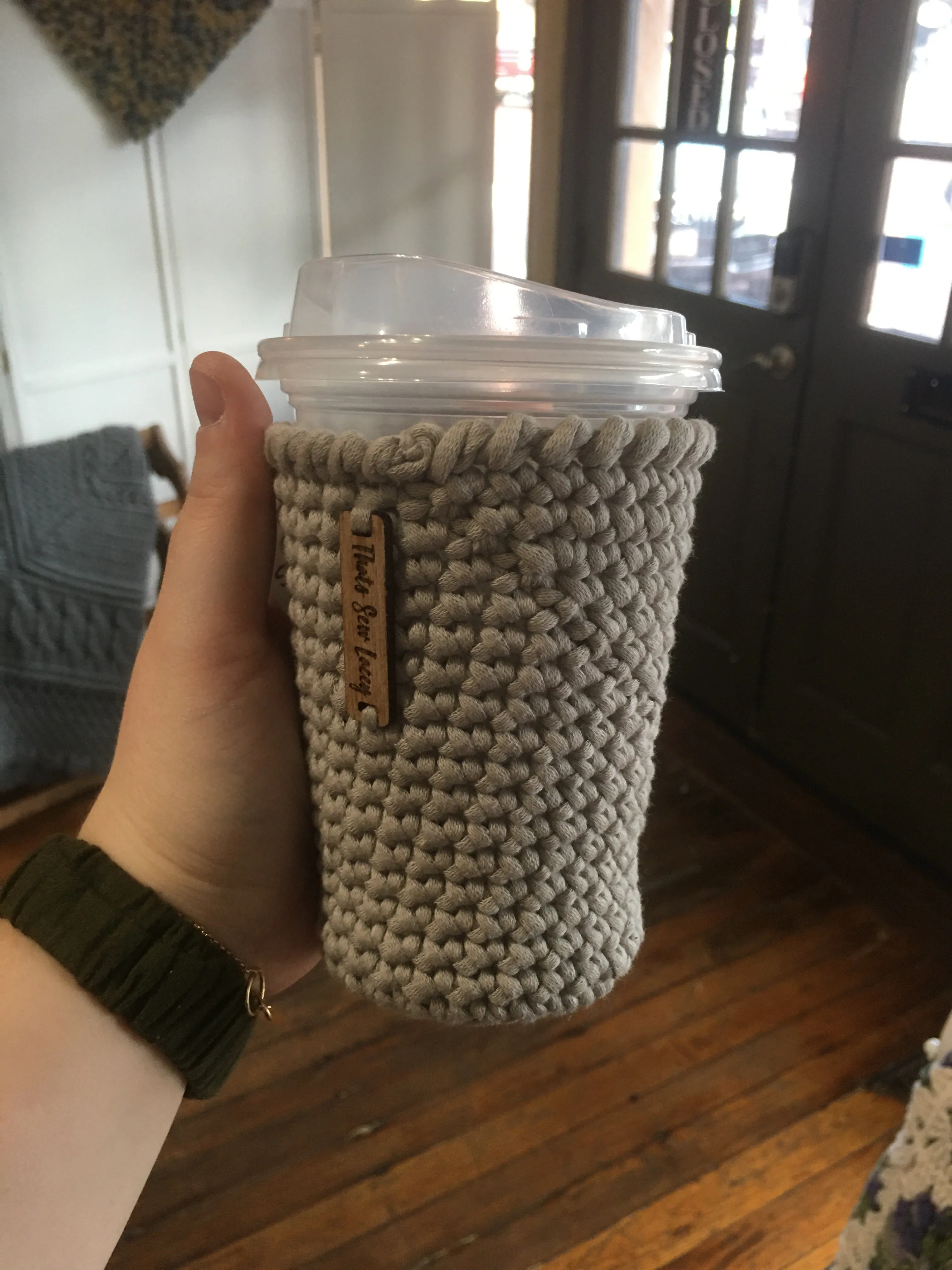 Cream & Green - Hot and Cold Cup Cozy