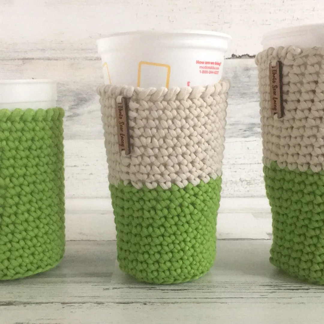 Cream & Green - Hot and Cold Cup Cozy