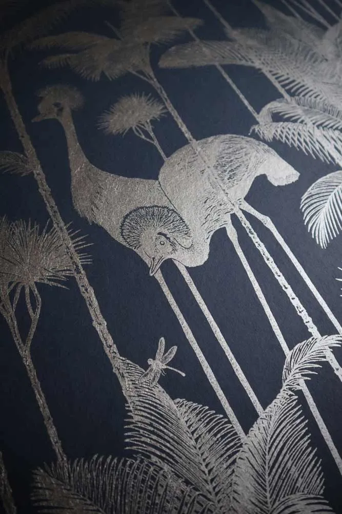 Divine Savages Crane Fonda Black Gold Wallpaper