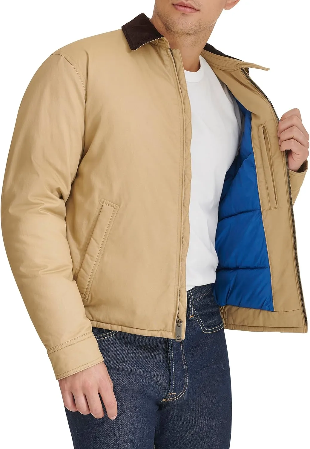 DOCKERS Men's Cotton Twill Bomber Jacket with Padded Lining