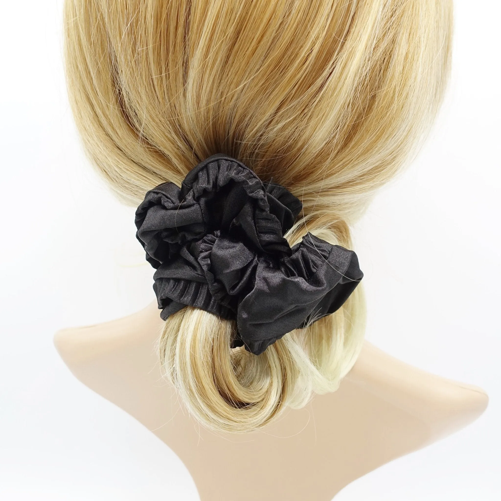 edge pleated glossy satin scrunchies women hair elastic tie scrunchy