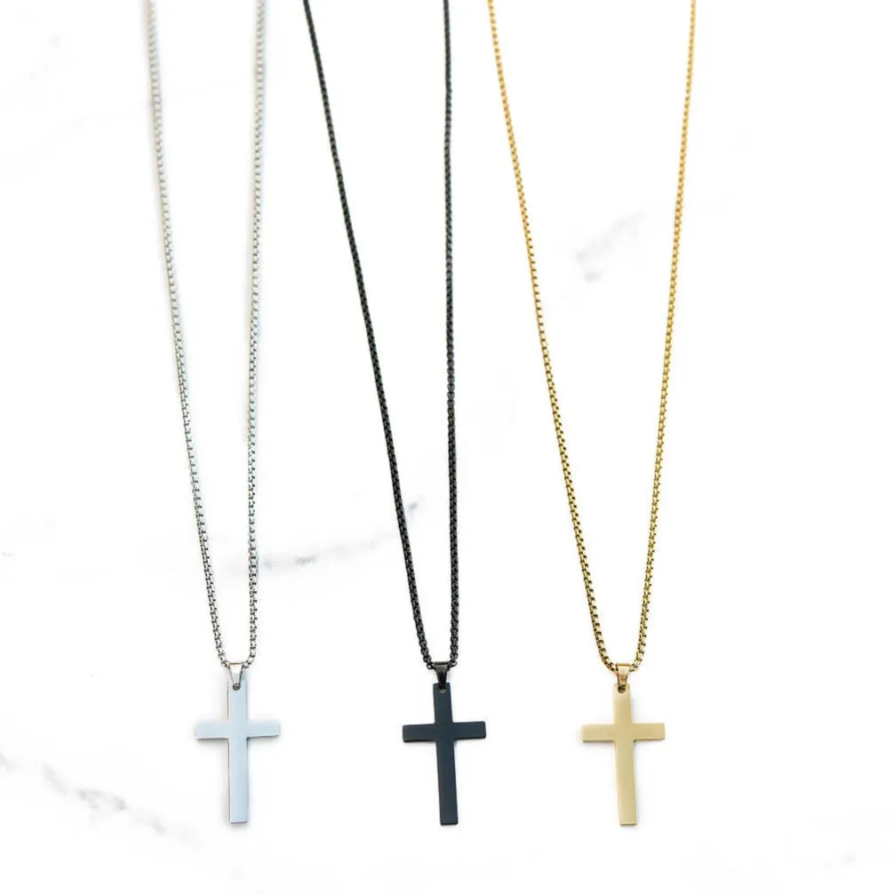Flat Black Cross Chain