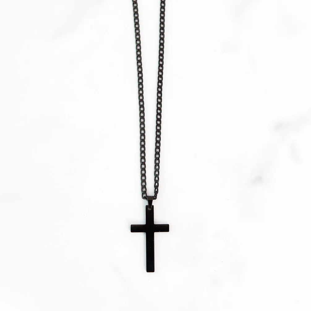 Flat Black Cross Chain