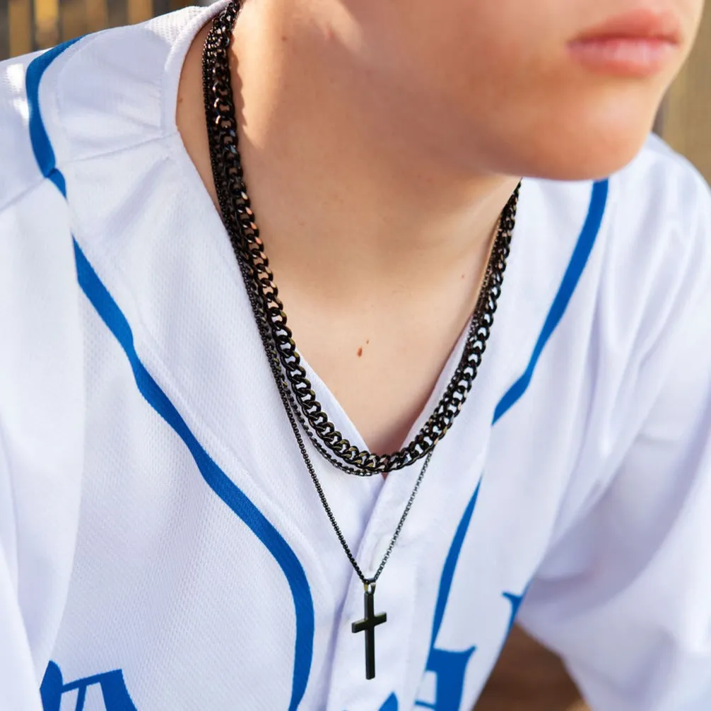 Flat Black Cross Chain