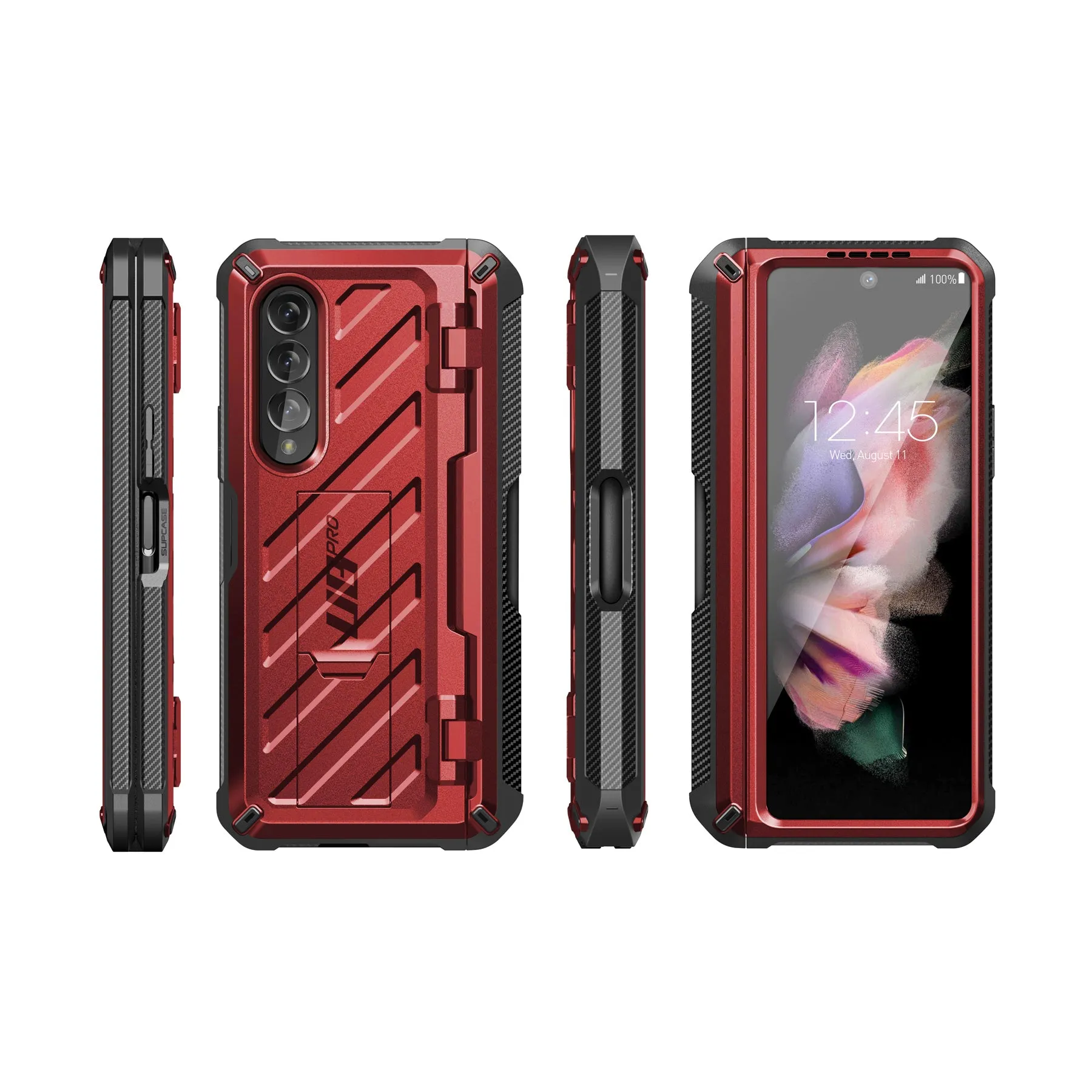 Galaxy Z Fold3 Unicorn Beetle PRO Rugged Case with S-Pen Holder-Metallic Red