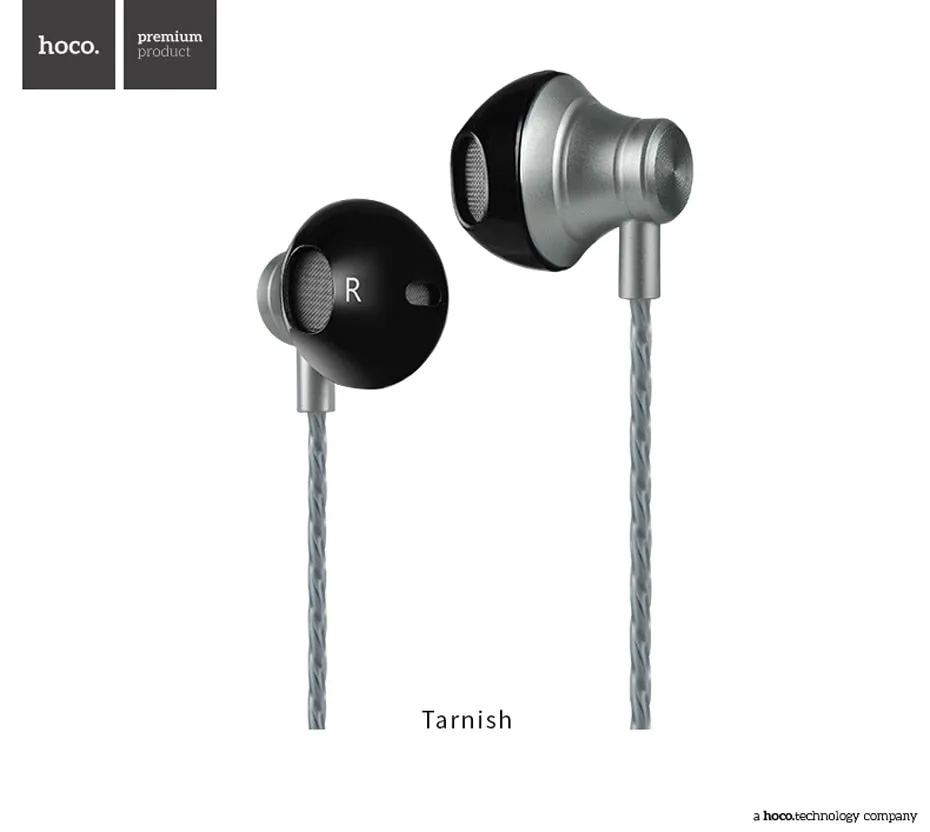 HOCO Metallic Universal Earphones with Mic Wired Headset 3.5mm Jack with Remote for Apple iPhone Samsung Xiaomi Earbuds in-Ear
