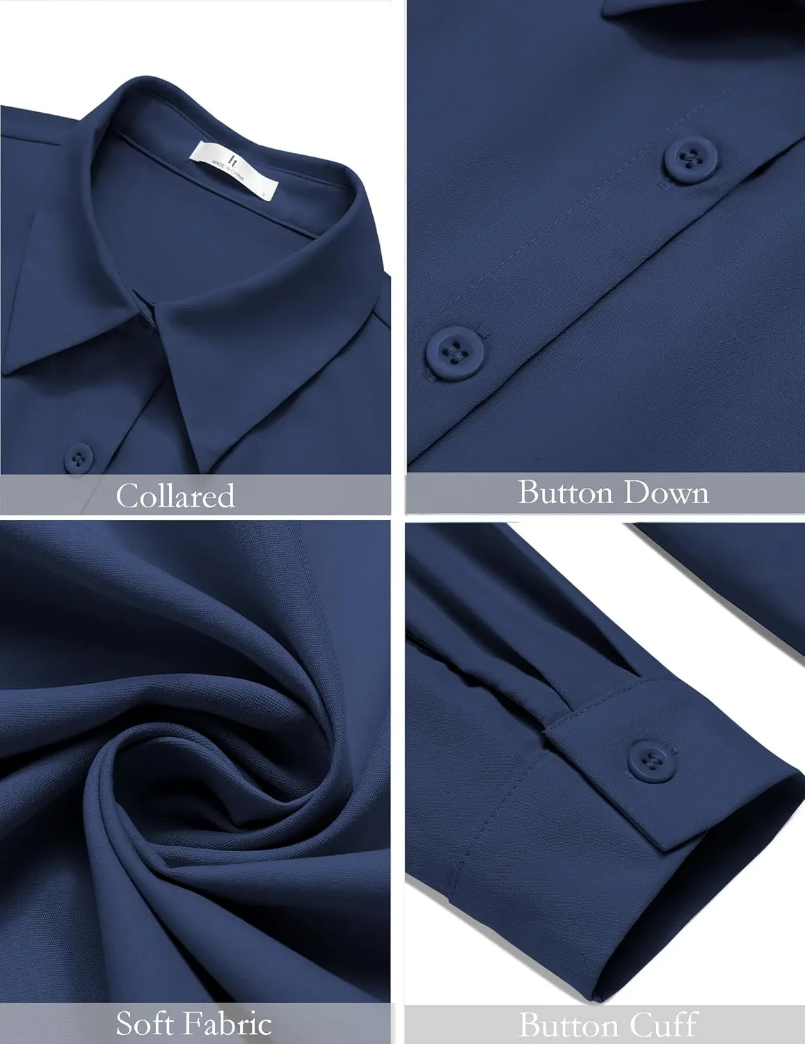 HOTOUCH Womens Button Down Shirts Long Sleeve Dress Shirt Slim Fit Collared Tops Casual Work Office Blouse S-XXL