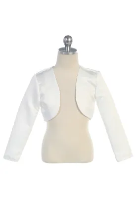 Ivory Satin Long Sleeve Jacket  JK 109
