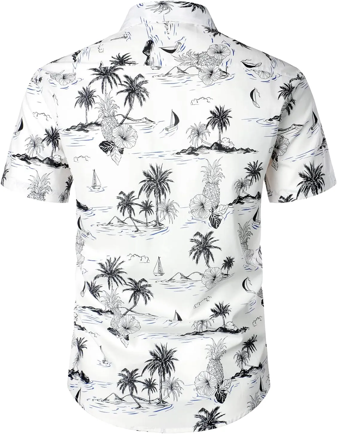 JOGAL Men's Flower Cotton Button Down Short Sleeve Hawaiian Shirt