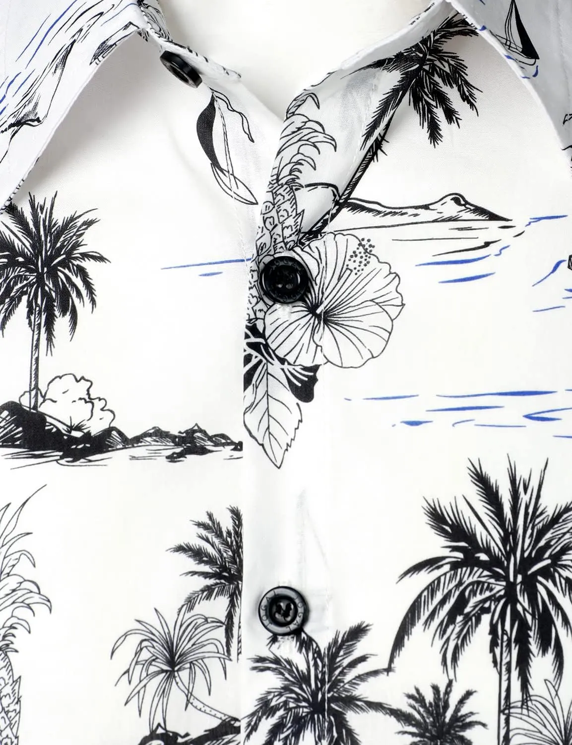 JOGAL Men's Flower Cotton Button Down Short Sleeve Hawaiian Shirt