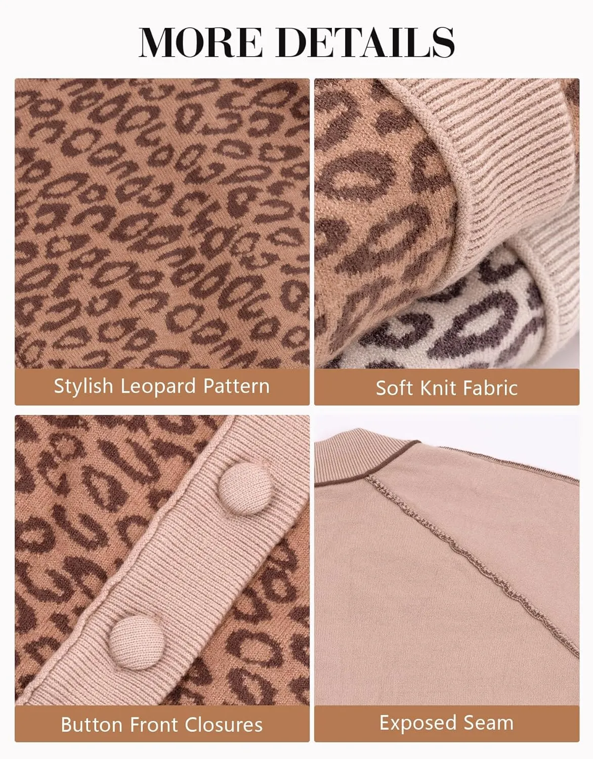 Kedera Womens Leopard Cardigan Sweaters Open Front Button Down Chunky Knit Ladies Sweater Jackets 2024 Fall Outfits