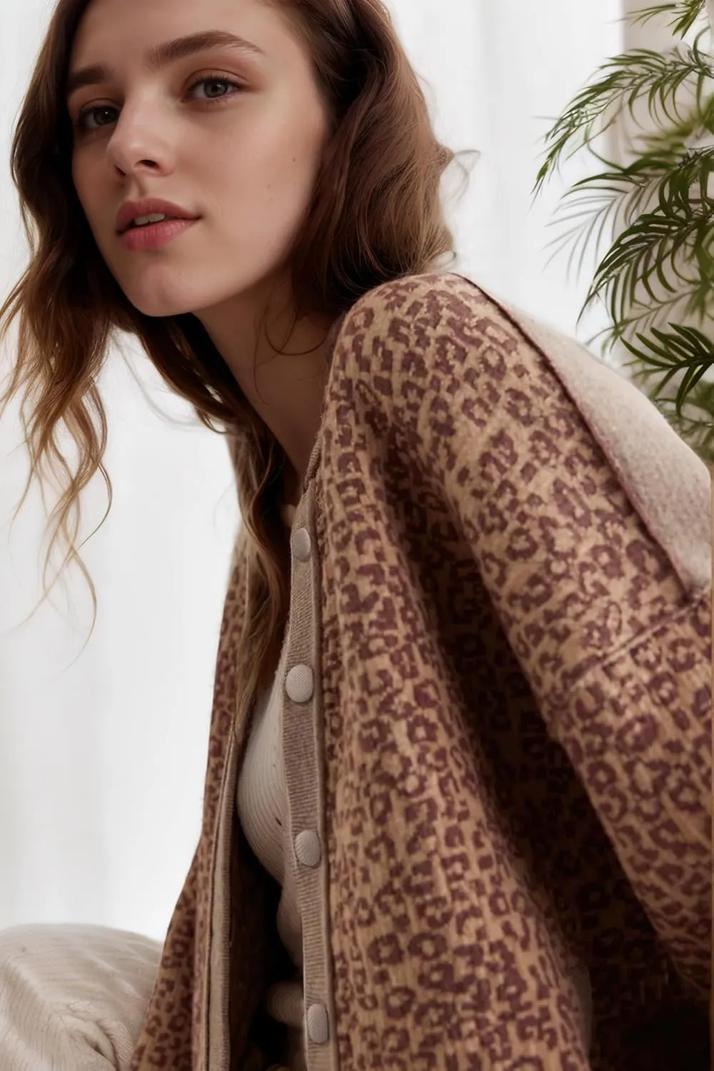 Kedera Womens Leopard Cardigan Sweaters Open Front Button Down Chunky Knit Ladies Sweater Jackets 2024 Fall Outfits