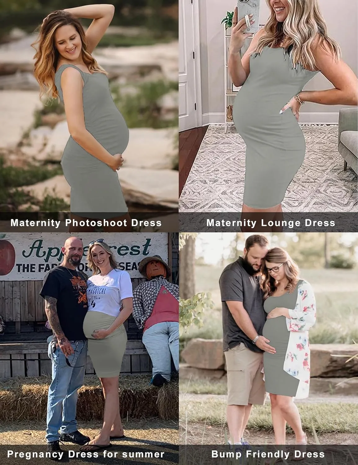 KIM S Women's Maternity Sleeveless Dresses S-XXL, Summer Bodycon Dress for Daily or Baby Shower
