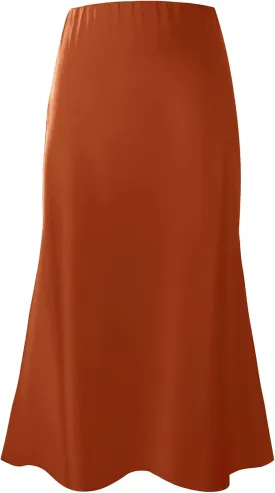Komorebi Satin Skirt for Women High Waist Midi Skirt Elegant Silk Skirts Summer Casual Flared A Line Skirts