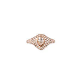 LARGE TEARDROP DIAMOND PAVE SIGNET RING