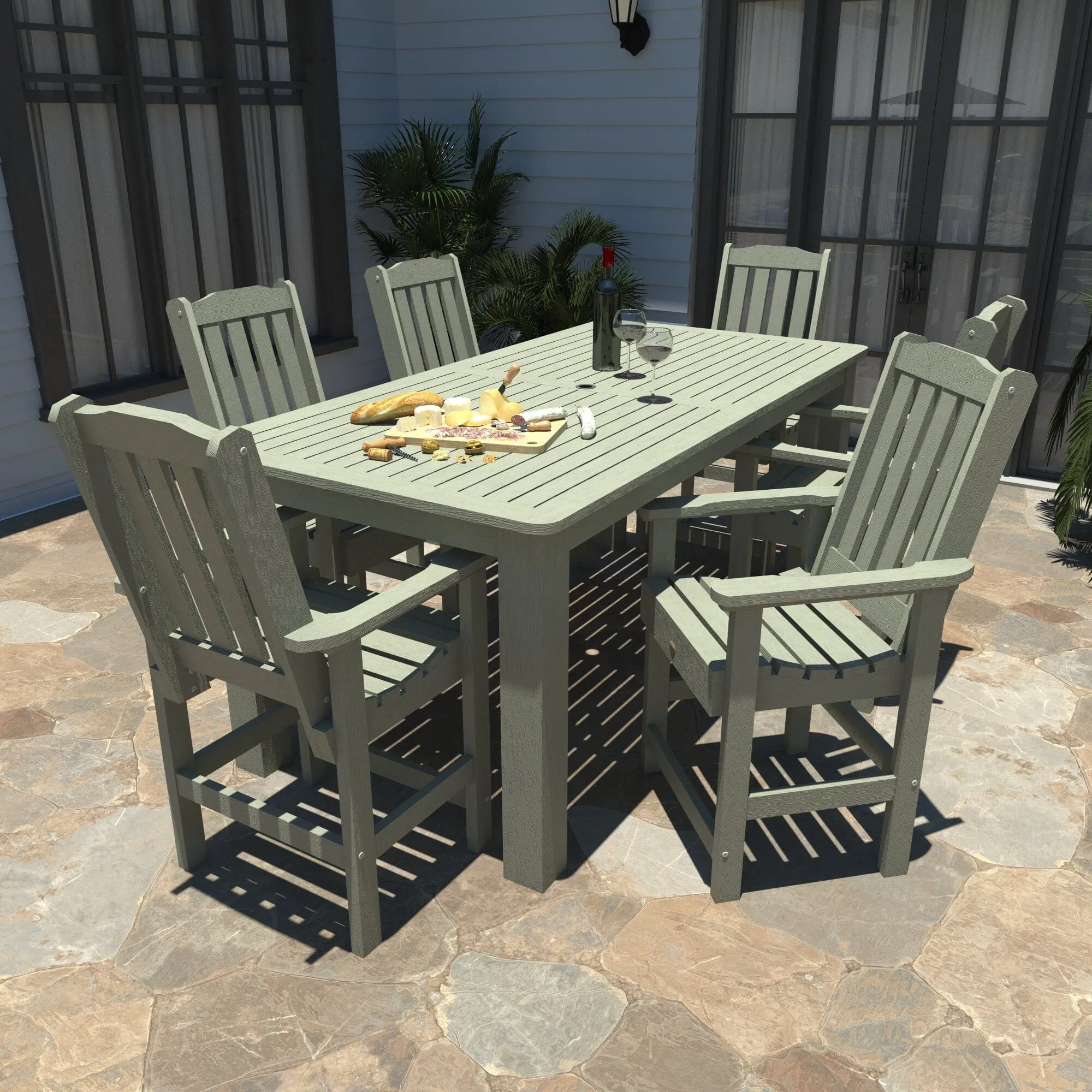 Lehigh 7pc Rectangular Outdoor Dining Set 42in x 84in - Counter Height