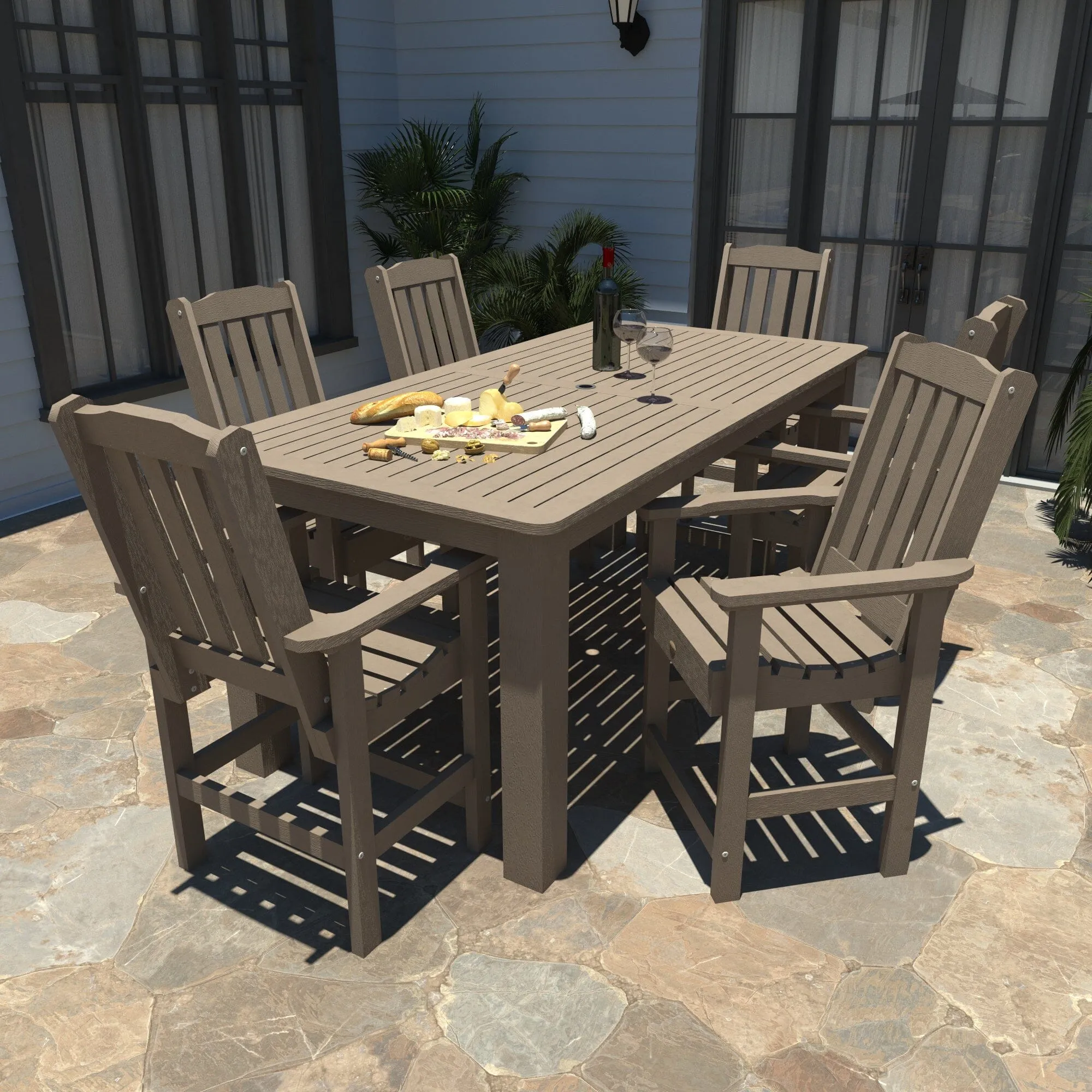 Lehigh 7pc Rectangular Outdoor Dining Set 42in x 84in - Counter Height
