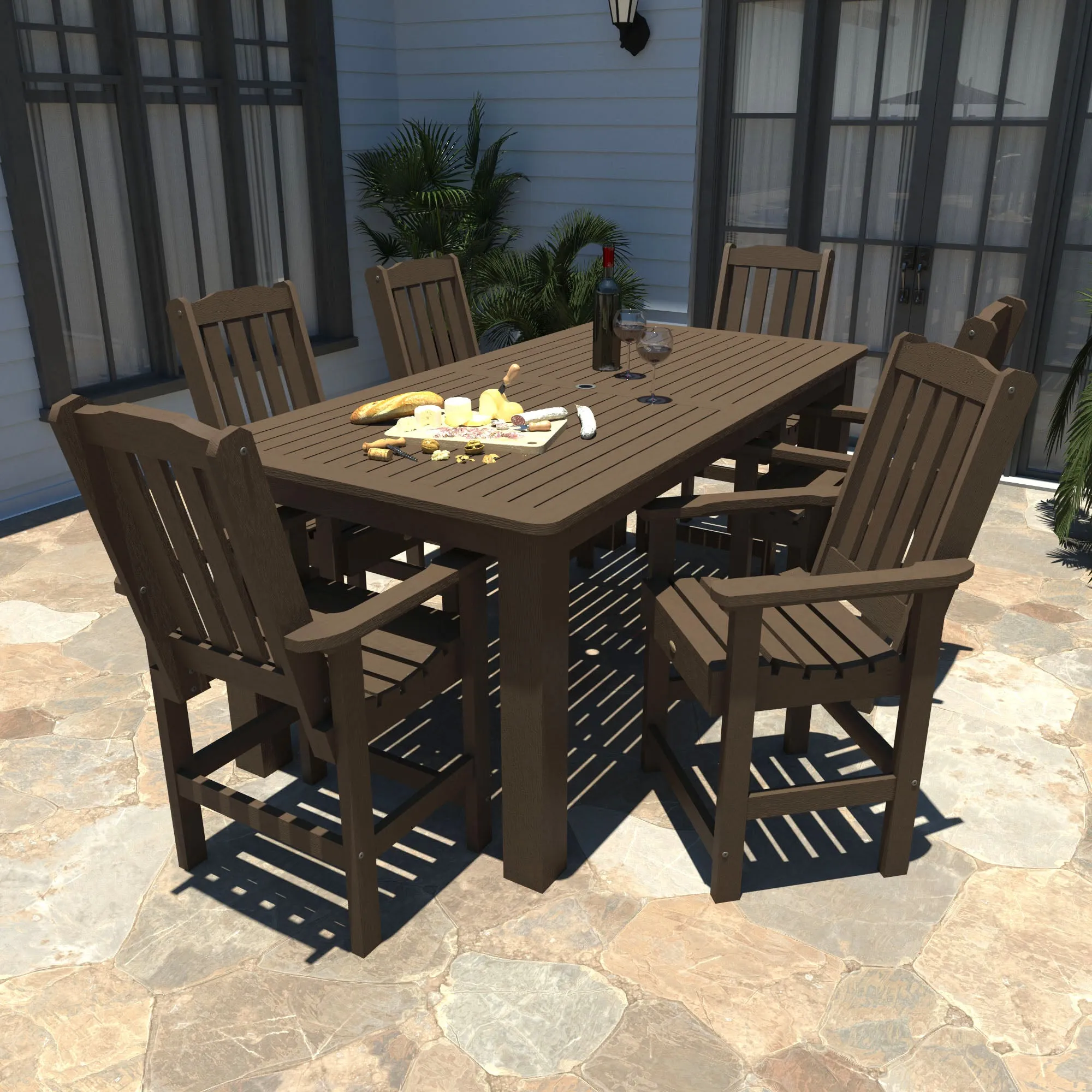 Lehigh 7pc Rectangular Outdoor Dining Set 42in x 84in - Counter Height
