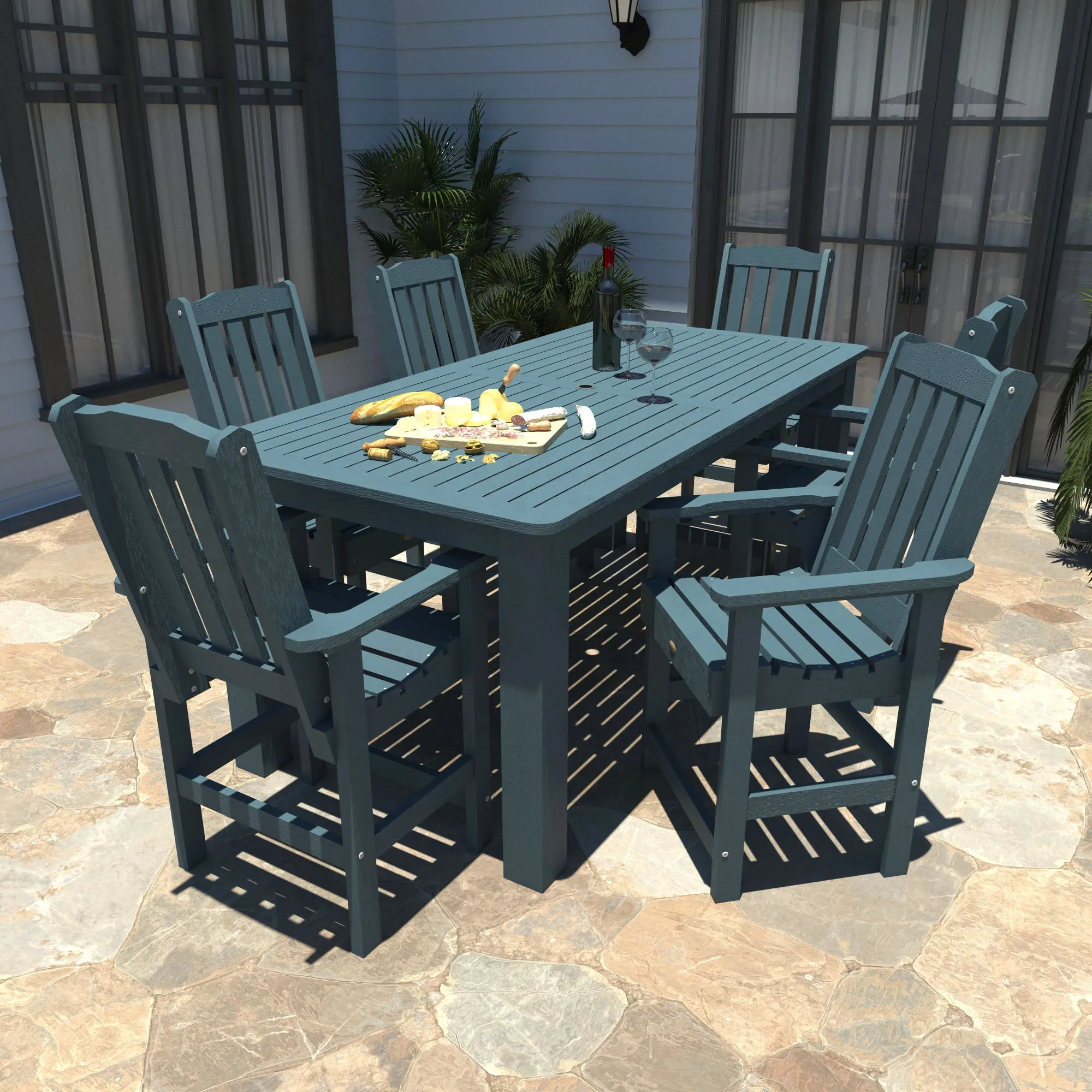 Lehigh 7pc Rectangular Outdoor Dining Set 42in x 84in - Counter Height