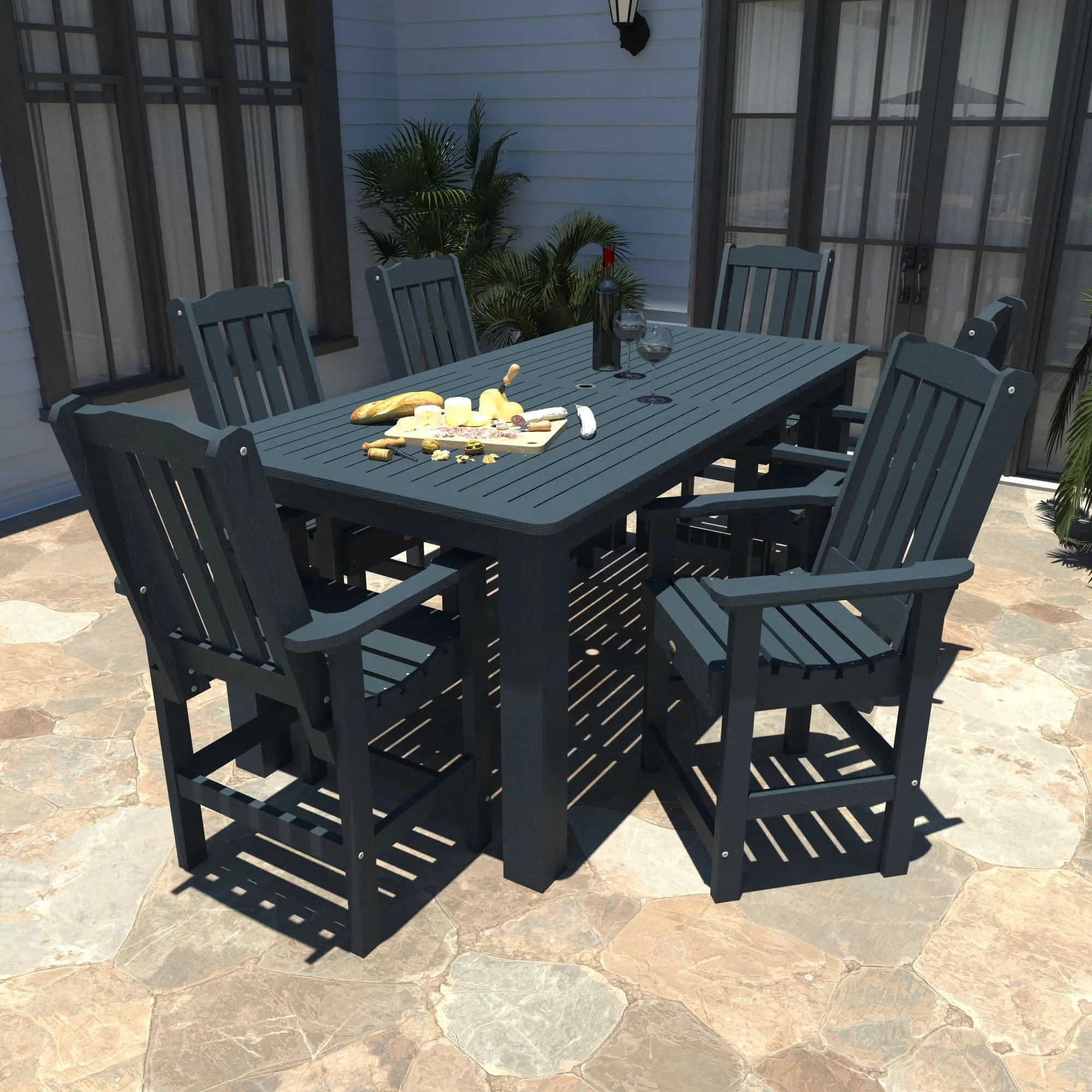 Lehigh 7pc Rectangular Outdoor Dining Set 42in x 84in - Counter Height