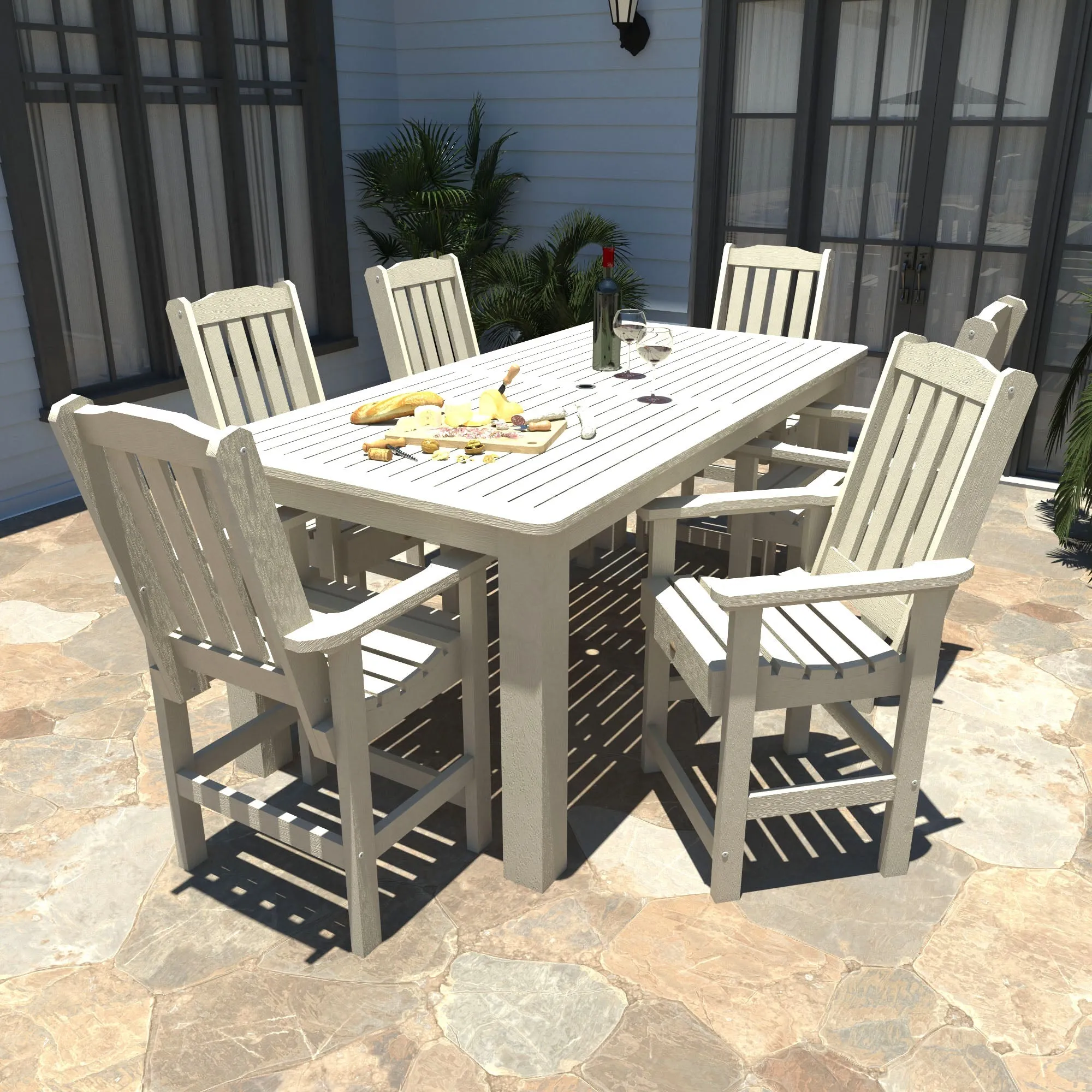 Lehigh 7pc Rectangular Outdoor Dining Set 42in x 84in - Counter Height