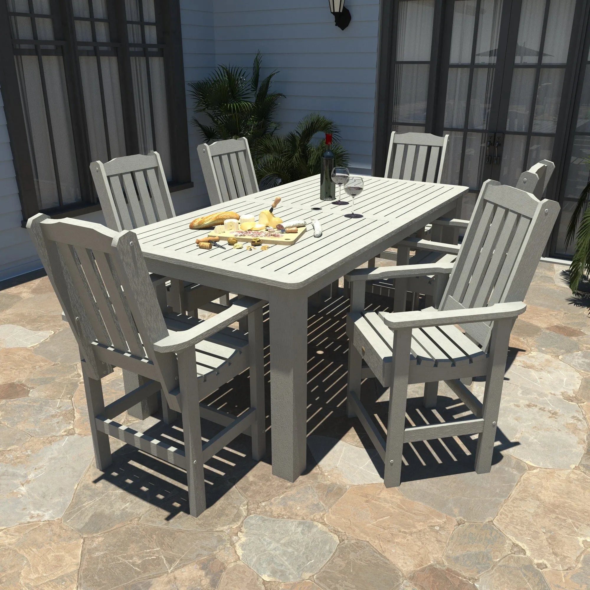 Lehigh 7pc Rectangular Outdoor Dining Set 42in x 84in - Counter Height