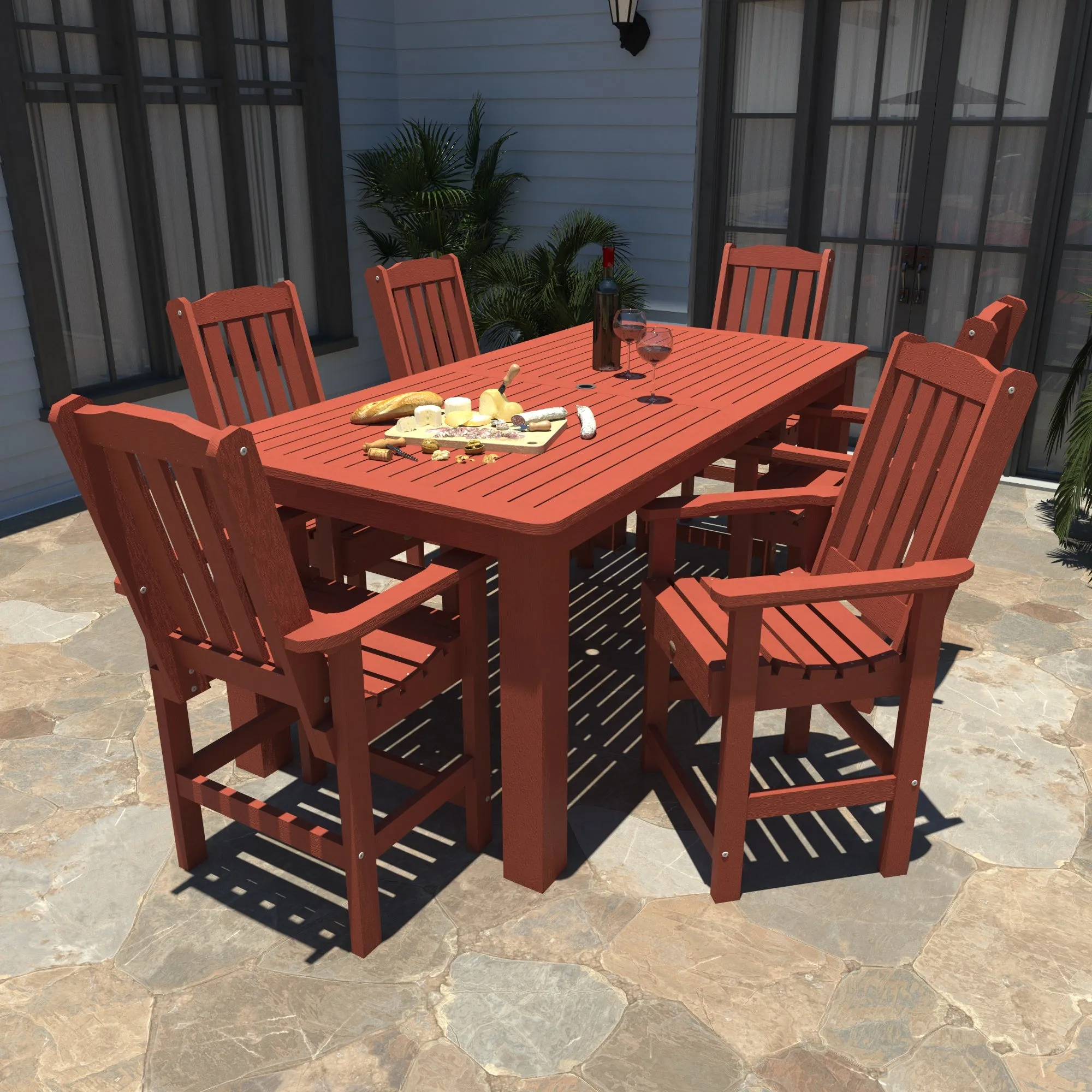 Lehigh 7pc Rectangular Outdoor Dining Set 42in x 84in - Counter Height