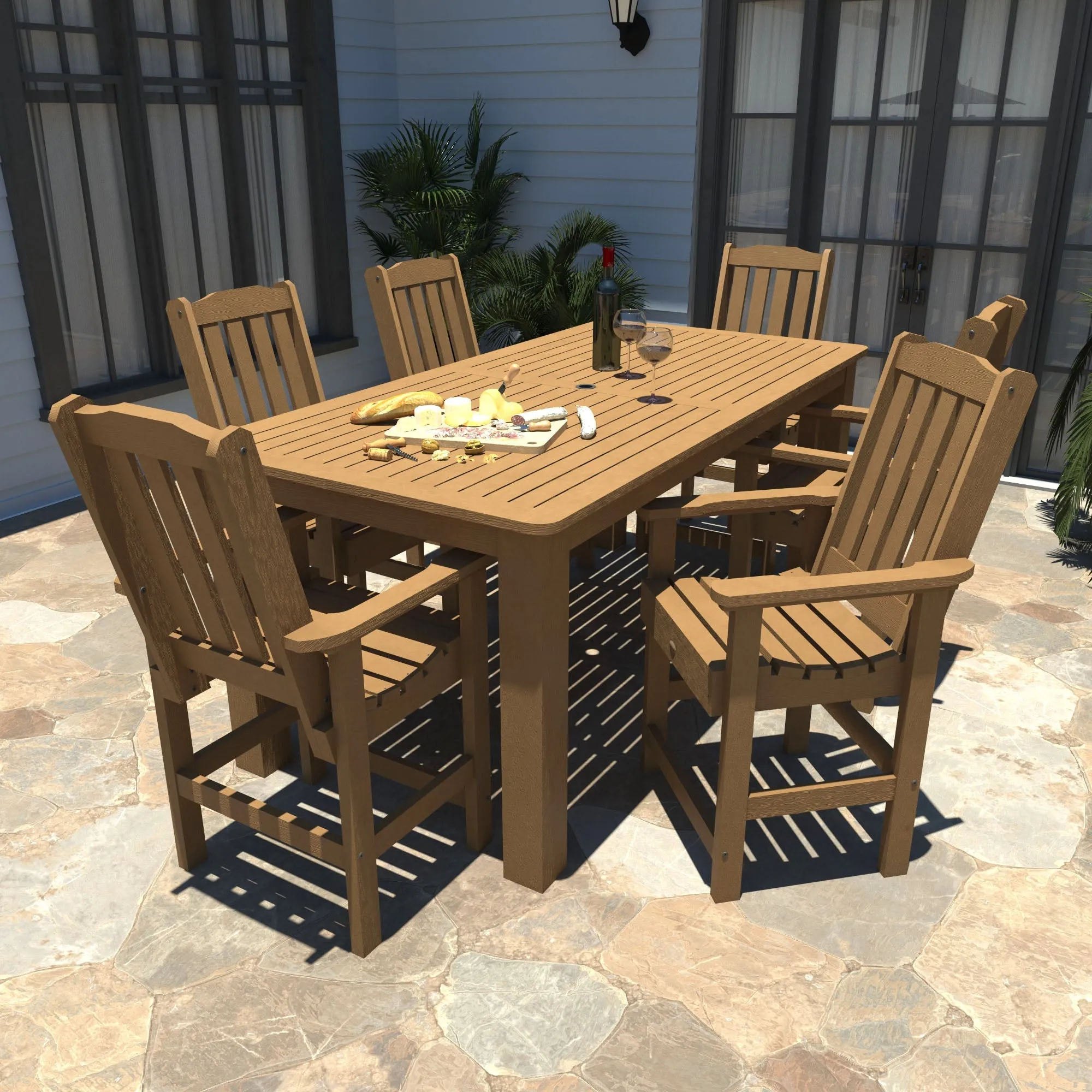 Lehigh 7pc Rectangular Outdoor Dining Set 42in x 84in - Counter Height