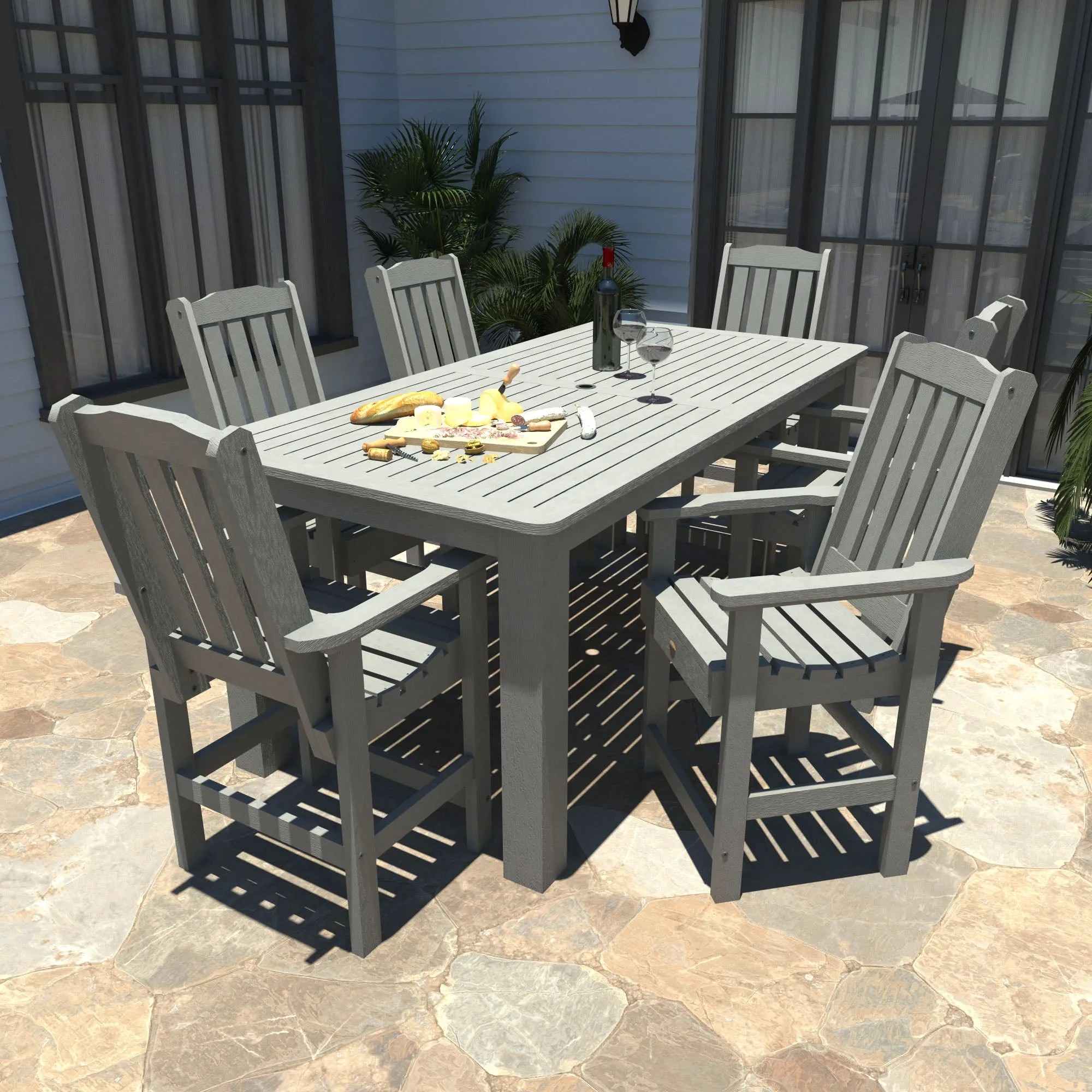 Lehigh 7pc Rectangular Outdoor Dining Set 42in x 84in - Counter Height
